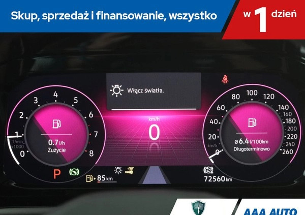 Volkswagen Golf cena 78000 przebieg: 72556, rok produkcji 2021 z Tyczyn małe 254